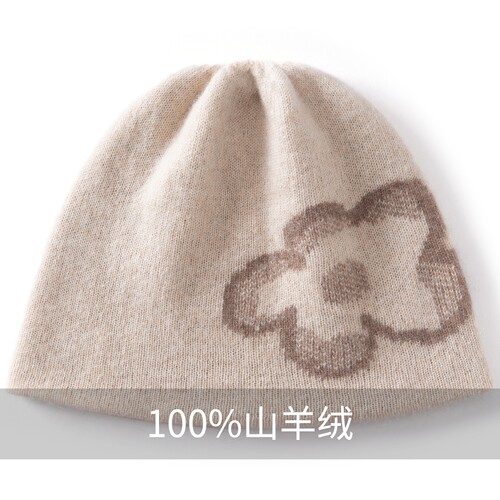 花朵包头针织帽女秋冬韩系羊绒