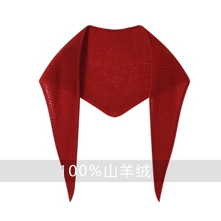 时尚新款100%纯山羊绒三角巾女简约百搭小披肩装饰护颈保暖围巾