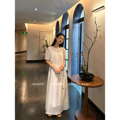 法式蕾丝镂空花边拼接连衣裙
