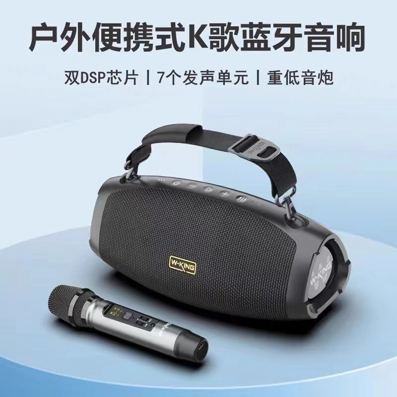 维尔晶D10+户外防水便携式K歌音响超重低音炮高品质蓝牙音箱斜跨