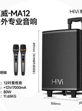 惠威MA12/MA08户外广场舞音响大音量拉杆K歌无线蓝牙重低音炮音箱