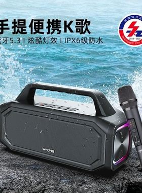 维尔晶D11手提便携K歌蓝牙音响U盘播放炫酷灯效六级防水低音炮
