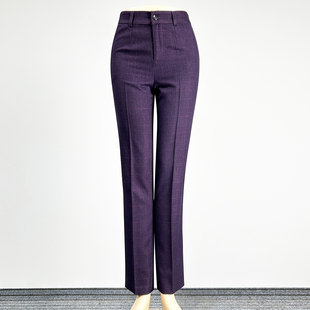 长裤 2025职业装 中腰修身 品牌紫色格子西装 西裤 直筒裤 显高铅笔裤 裤