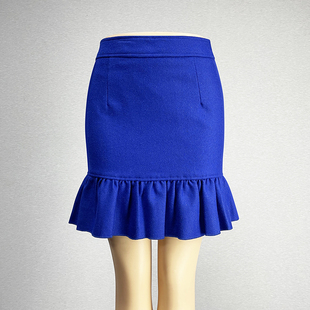 宝蓝色羊毛呢半身裙短裙女2025春秋高腰修身 性感紫色包臀裙直筒裙