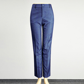 裤 显瘦包臀西裤 直筒裤 品牌蓝色格子西装 女2025职业装 中腰修身 长裤