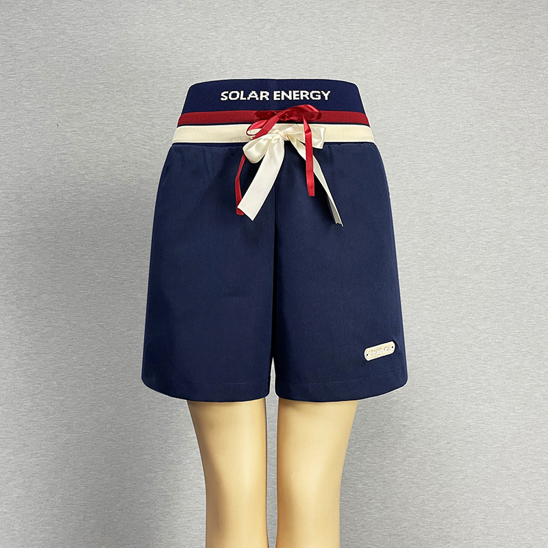 高腰甜美性感短裤撞色阔腿裤