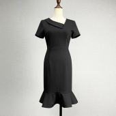 性感显瘦直筒裙鱼尾裙 连衣裙女2025弹力修身 品牌中长款 黑色短袖