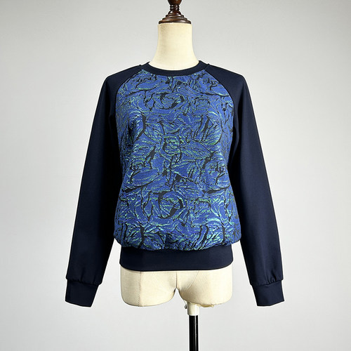 学院风蓝色亮丝长袖T恤玫红色t恤