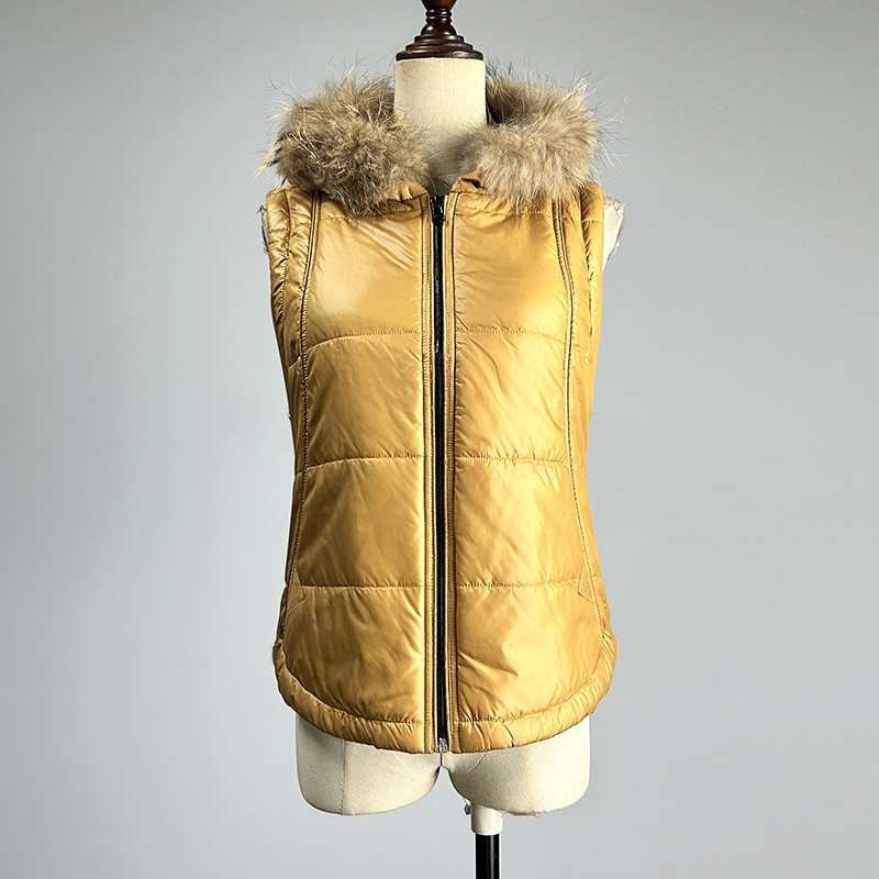 黄色连帽棉马甲桔色加棉马夹外套