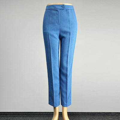 职业装湖蓝色九分裤西装裤直筒裤