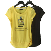 姐姐优品 上衣女 t恤重工洋气修身 专柜折扣2020夏装 手工钉珠短袖