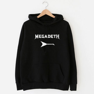 Megadeth摇滚乐队加绒厚实纯棉卫衣连帽套头宽松休闲男帽衫秋冬装