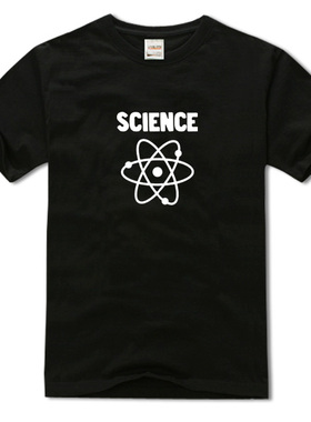 科学science潮流韩版港风圆领短袖男女黑色T恤纯棉宽松特大码夏装