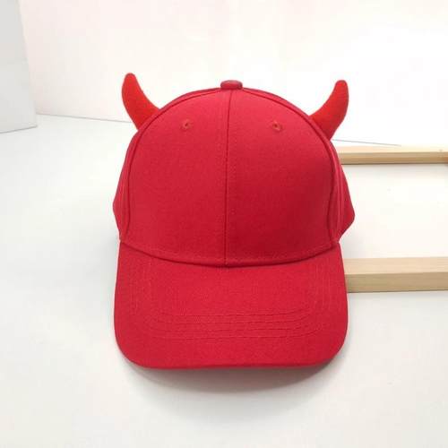 恶魔牛角帽定制logo印字刺绣棒球