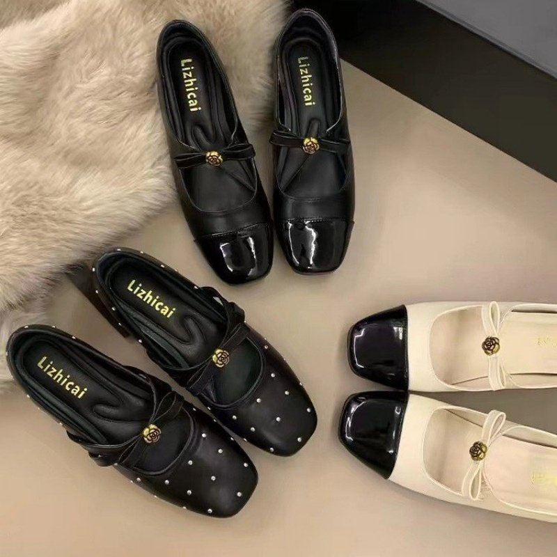 小个子内增高小香风拼接山茶花玛丽珍通勤百搭春季单鞋女2026新款,女鞋,玛丽珍鞋,淘宝优惠券,粉丝福利购,淘宝优惠卷