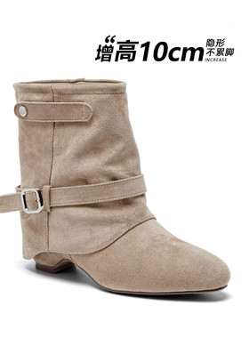 隐形增高10cm显瘦不累脚短靴女