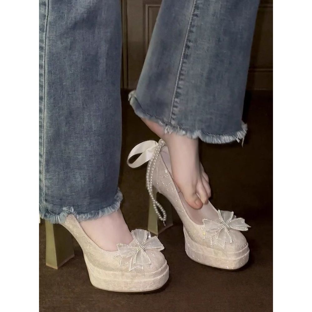 防水台粗跟高跟鞋女日常百搭