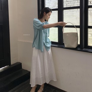 特 AHUI夏季 清库存 飘带圆领廓形上衣冰凉空调衫 不退换 女