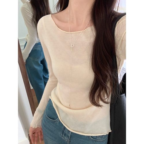 修身显瘦圆领长袖羊毛韩版