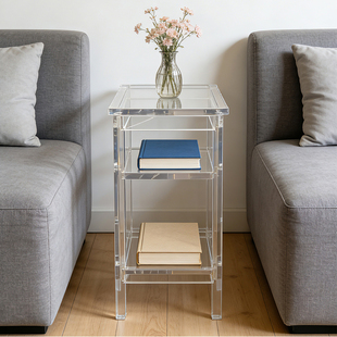 亚克力沙发边几现代简约小型透明床边柜置物架卧室轻奢收纳角几