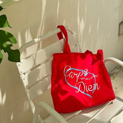 青桃2026红色单肩帆布袋