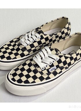 万斯 Authentic 44 DX 安纳海姆 棋盘格 系带低帮帆布板鞋 男女同