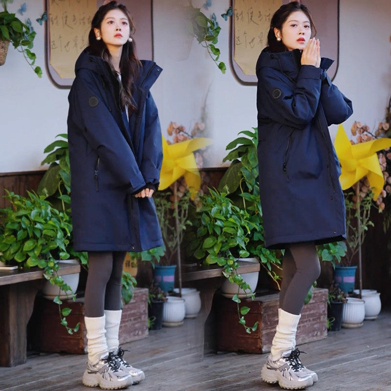 工装风中长款羽绒服女2025冬季新