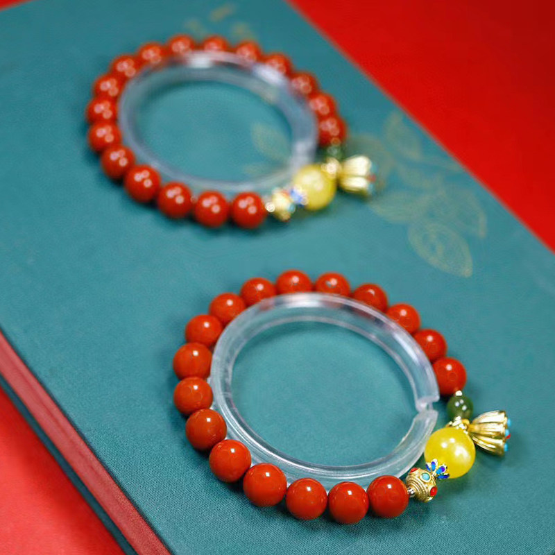 원래 LIANGSHAN 남부 붉은 마노 팔찌 유행과 변덕스러운 밀랍 액세서리 팔찌 개인화되고 다양한 여성 민족 스타일 팔찌