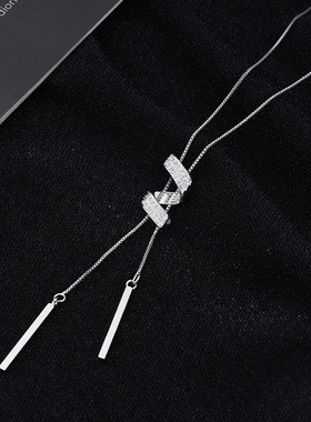 925银冷淡风螺纹吊坠锁骨链女