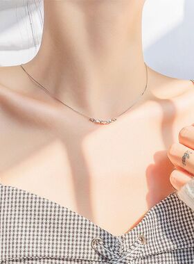 极简风转运珠项链女高级感细链温柔几何切面吊坠日常通勤百搭