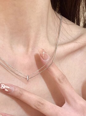 双层项链小众设计感时尚气质百搭冷淡风吊坠锁骨链个性高级感冬季