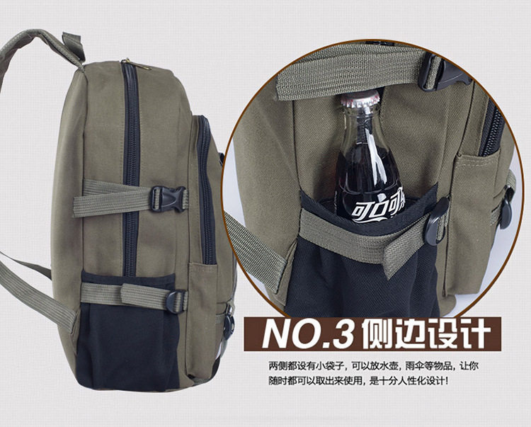 LARGE-CAPACITY TRAVEL BAG VERTICAL MENS BACKPACK OUTDOOR TRAVEL BAG WILD HIKING CANVAS BACKPACK RESISTANT