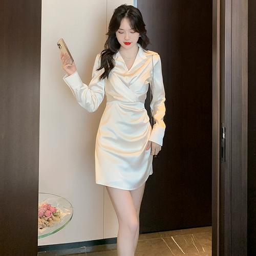 Весеннее дизайнерское платье, корсет, рубашка, французский стиль, изысканный стиль, цвета шампанского, тренд сезона, воротник поло