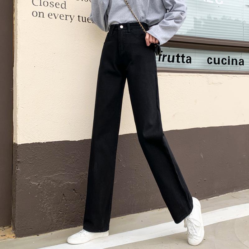Real shot 2021 spring new loose style high waist slim wide leg pants women's straight pants