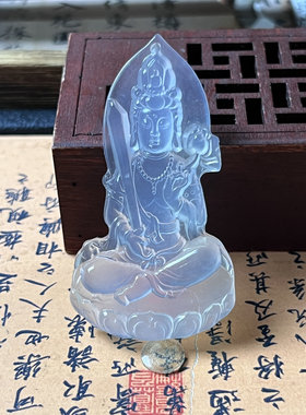 天然岫玉虚空藏菩萨吊坠保真