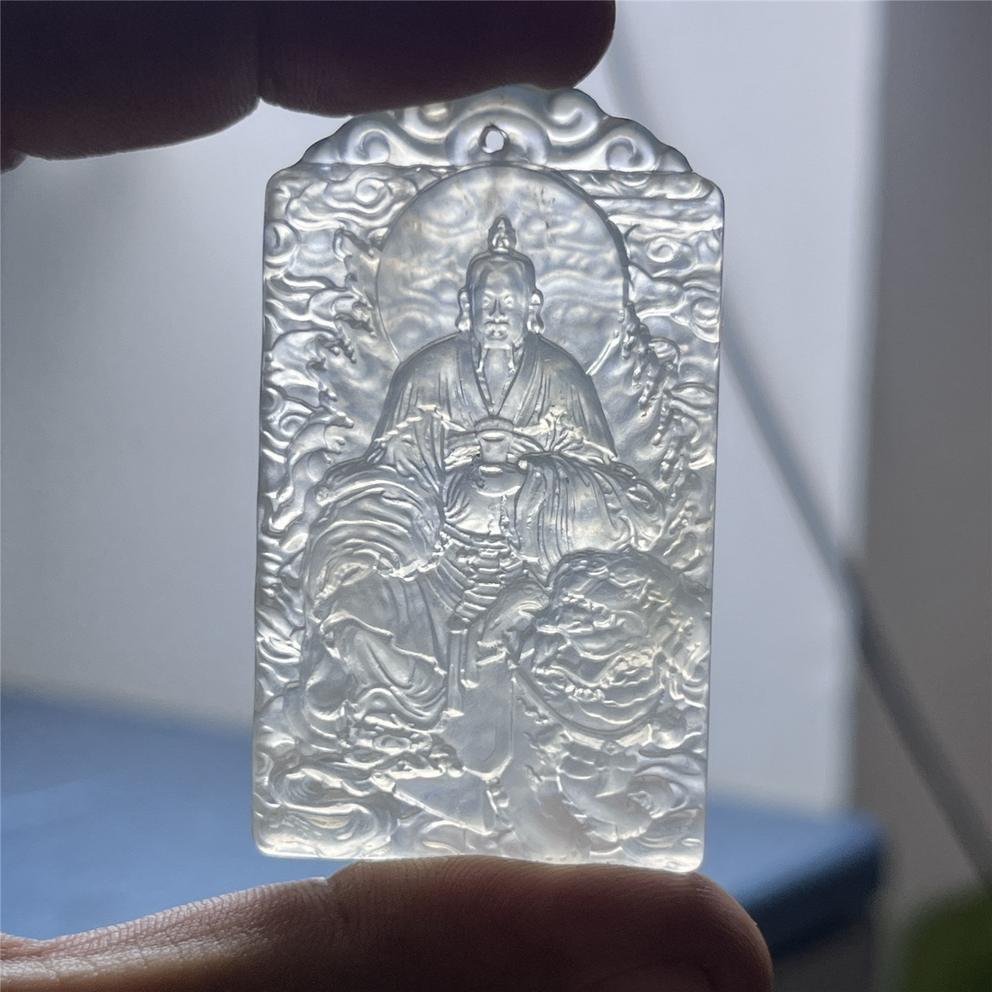 天然岫玉救苦天尊吊坠保真双面精雕玉石挂件男女款仿古人物礼物玉