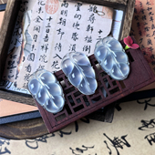 天然岫玉冰种金枝玉叶吊坠女款 小叶子保真玉石锁骨链手工精致雕刻