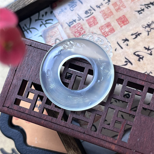 天然岫玉玉璧圆环平安扣吊坠冰种