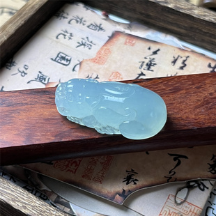 天然岫玉天青冻貔貅吊坠保真手工立体雕刻玉石挂件产地直发男女款