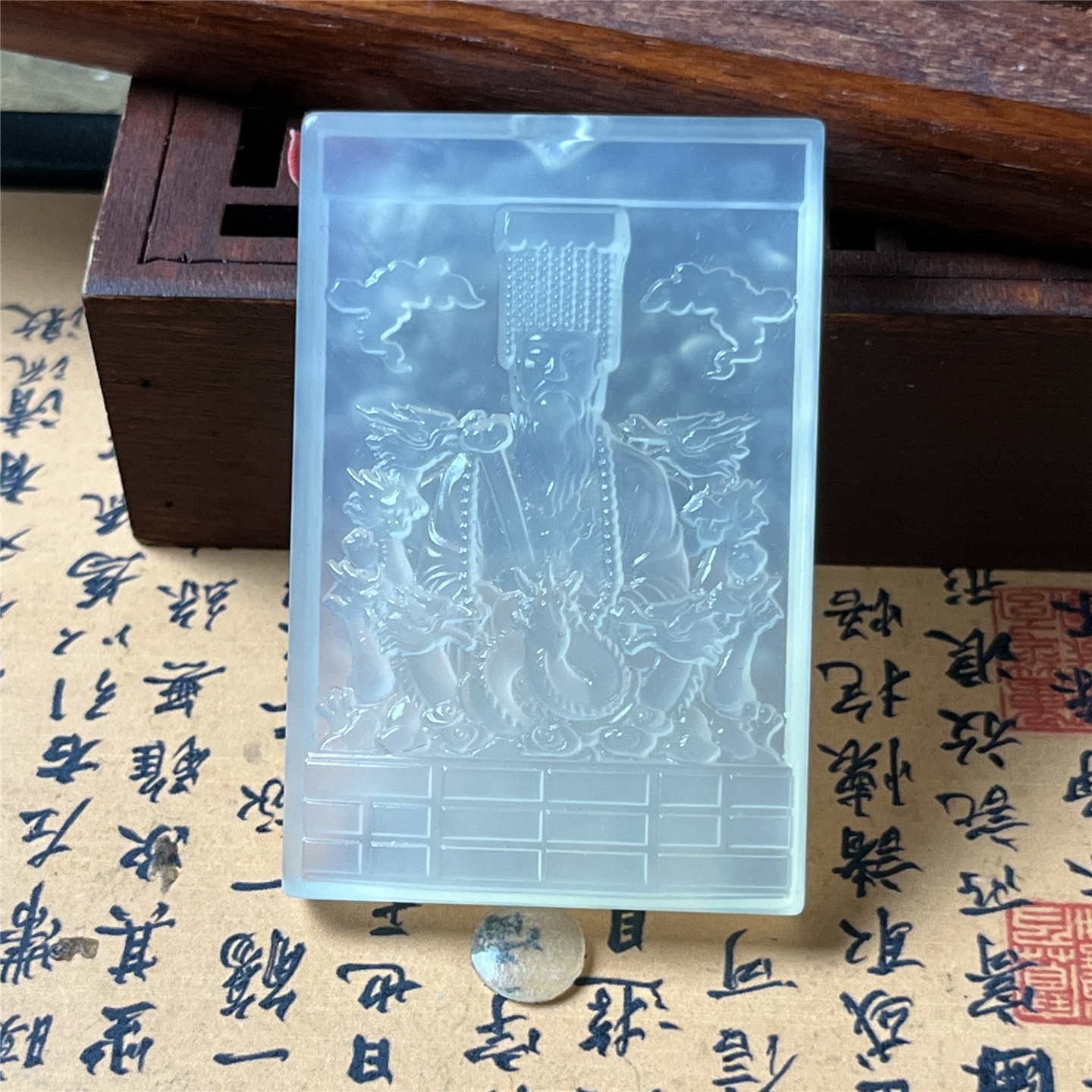 天然岫玉龙五爷吊坠保真精雕仿古