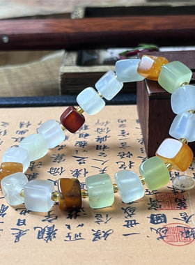 天然岫玉方糖多宝手串男女款保真