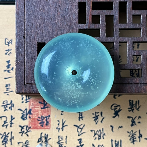 天然岫玉天青冻平安扣吊坠保真