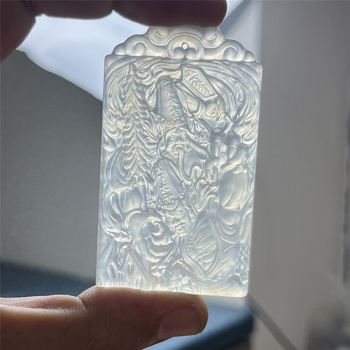 天然岫玉精雕黑白无常吊坠保真