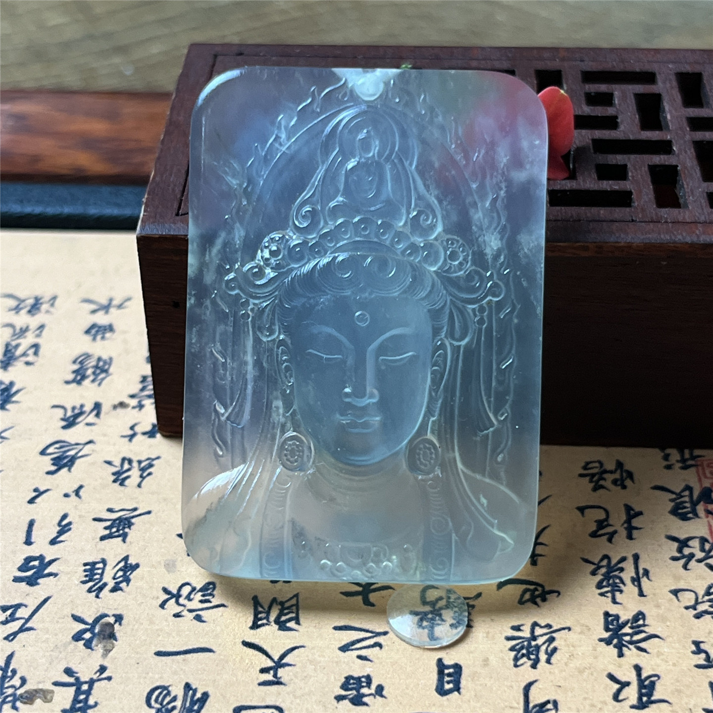 天然岫玉度母观音吊坠保真方正牌子精工玉石挂件古风人物男女款玉