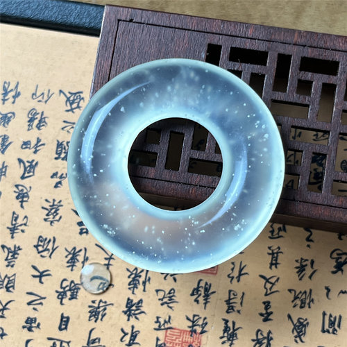 天然岫玉雪花棉玉环平安扣吊坠