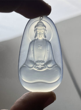 天然岫玉大日如来吊坠保真冰种