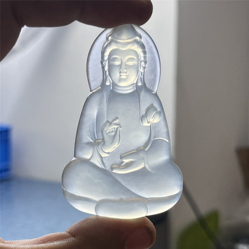 天然岫玉素衣观音吊坠保真大尺寸