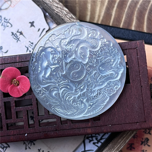 天然岫玉四象神兽吊坠保真一刀切精雕刻玉石挂件男女款收藏品质玉