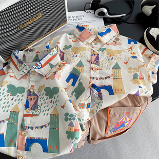 衬衫 韩版 宝宝夏季 两件套男童卡通休闲洋气套装 潮 休闲薄款 儿童短袖