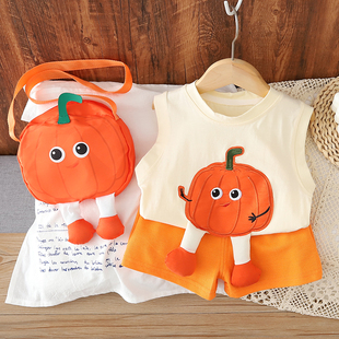 男童夏季背心套装2026新款儿童洋气薄款无袖短裤宝宝韩版宽松夏装